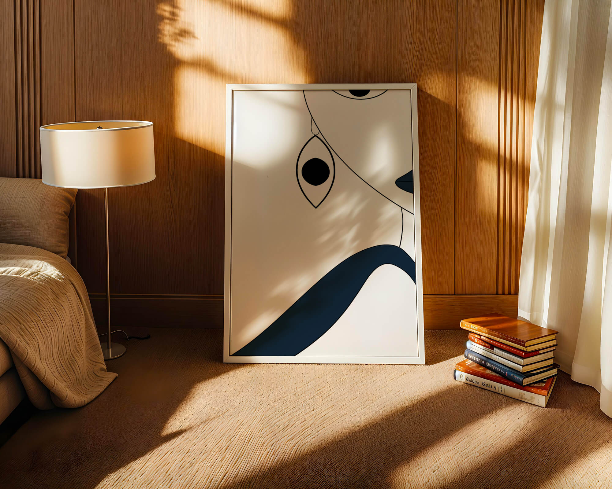 Abstract Minimalist Art with Geometric Shapes and Earring Detail - Mi tienda