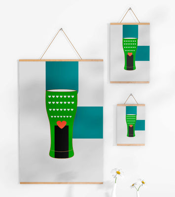 Green vase with heart pattern and minimalistic design