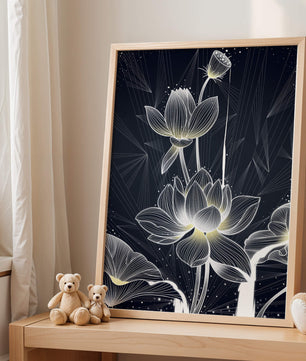 Elegant Abstract Lotus Flowers with Geometric Patterns