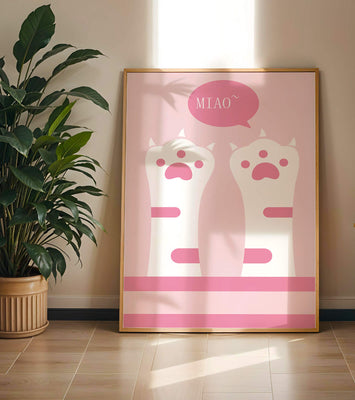 Playful cat paws illustration with speech bubble saying 