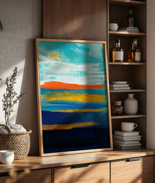 Abstract Colorful Brush Strokes with Gold Accents - Mi tienda