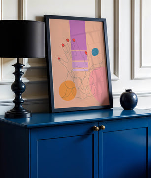 Abstract Line Art with Geometric Shapes and Hand Illustration