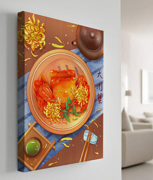 Crab Dish with Chrysanthemum Flowers and Tea Setting - Mi tienda