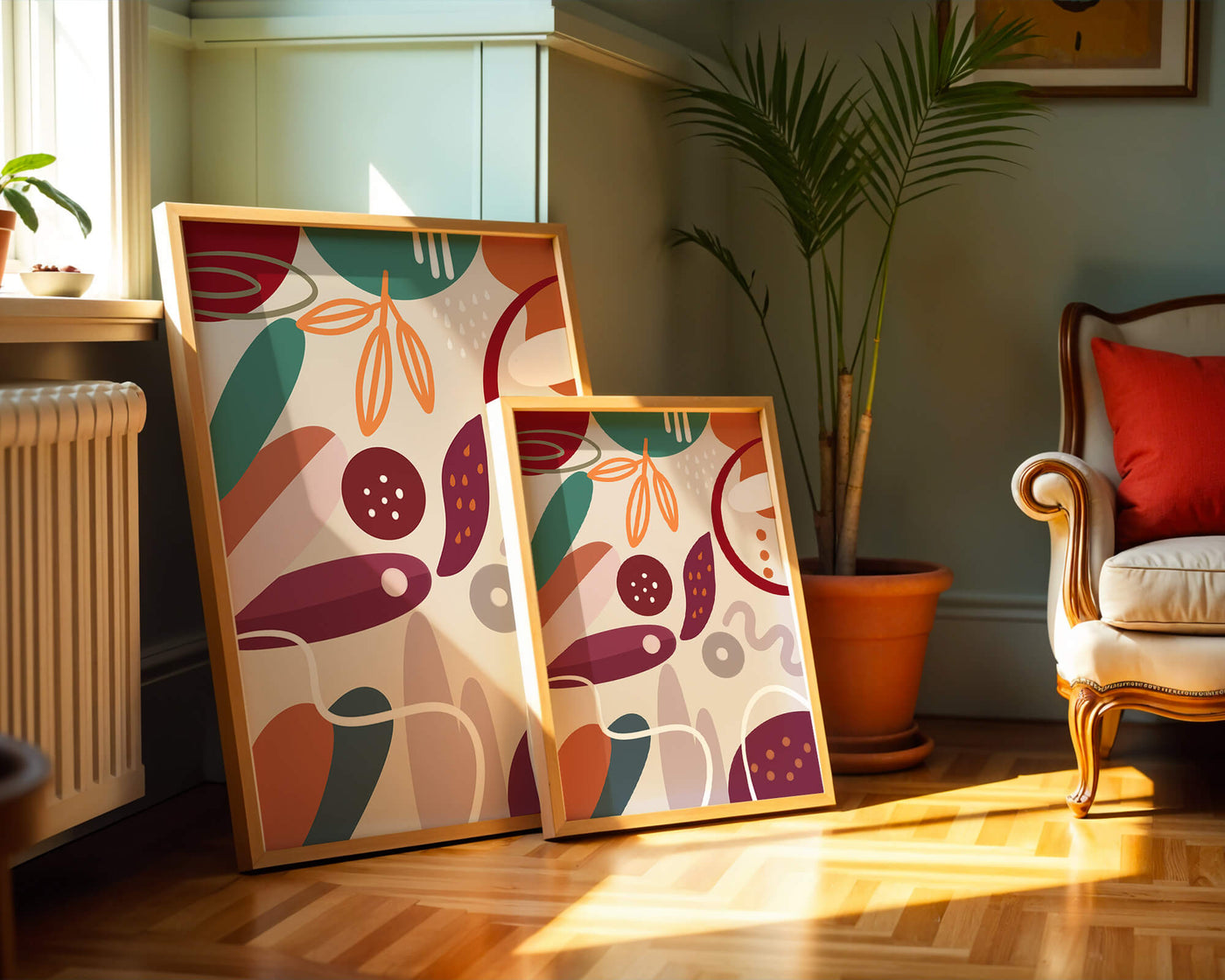 Abstract colorful geometric shapes and patterns