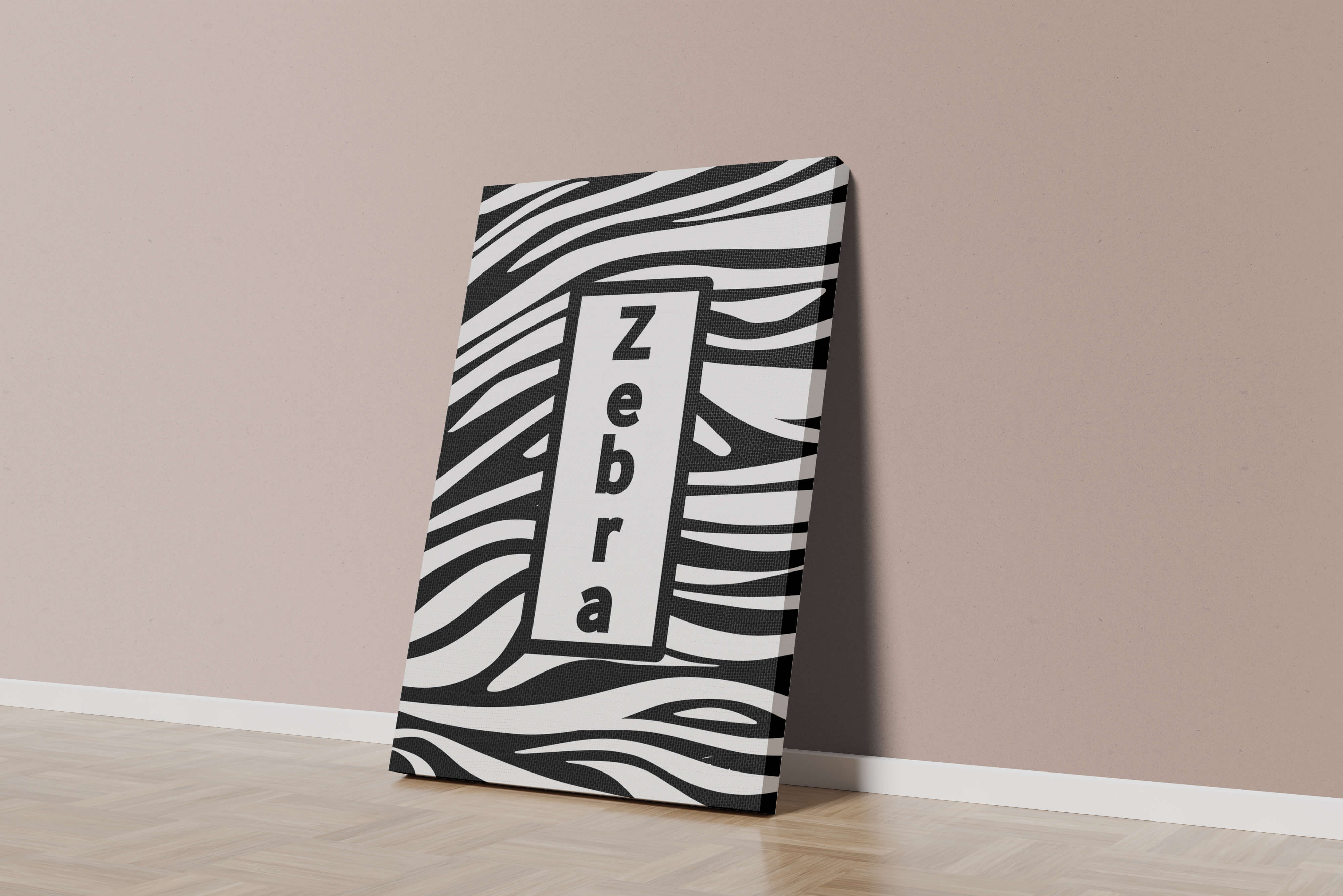 Elegant zebra print design with bold text accent