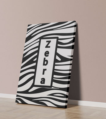 Elegant zebra print design with bold text accent