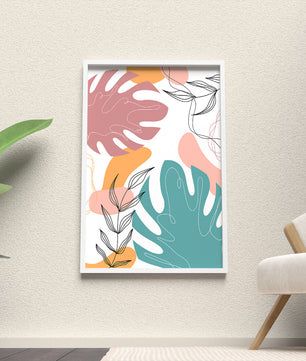 Illustration botanique abstraite avec des motifs de feuilles colorés