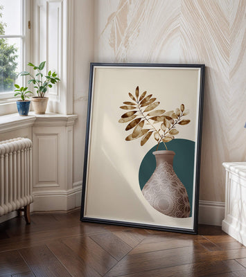Elegant Botanical Illustration With Mandala Vase
