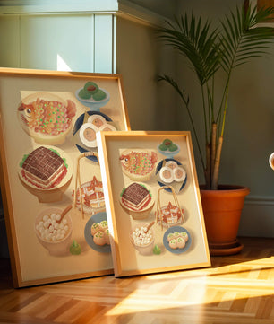 Illustration colorée de la cuisine chinoise avec divers plats