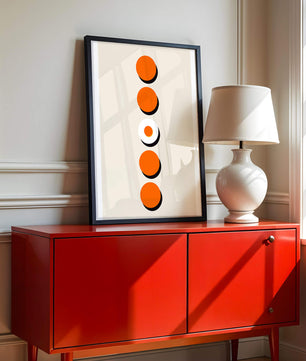Vertical Arrangement of Orange and White Circles with Shadows on a Light Background - Mi tienda