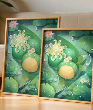 Scène aquatique luxuriante avec des fleurs de lotus et des feuilles vertes
