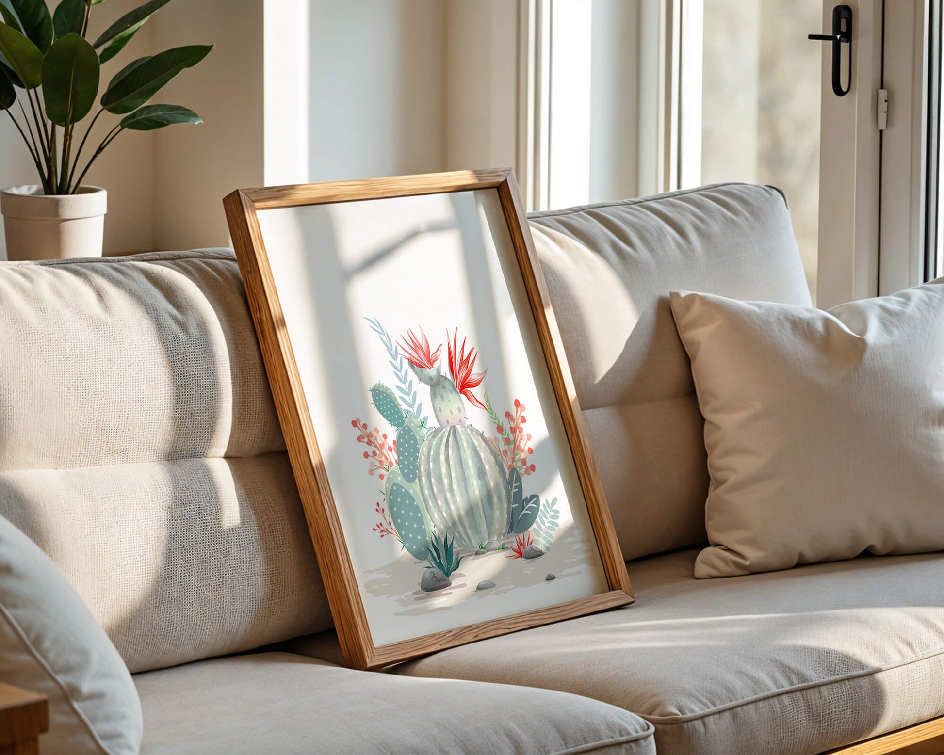 Colorful Cactus Arrangement With Red Blooms And Desert Plants - Mi tienda