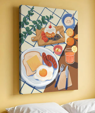 Desayuno encantador con jugo de naranja fresco y pasteles