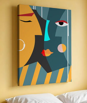 Arte geométrico abstracto con colores y formas audaces