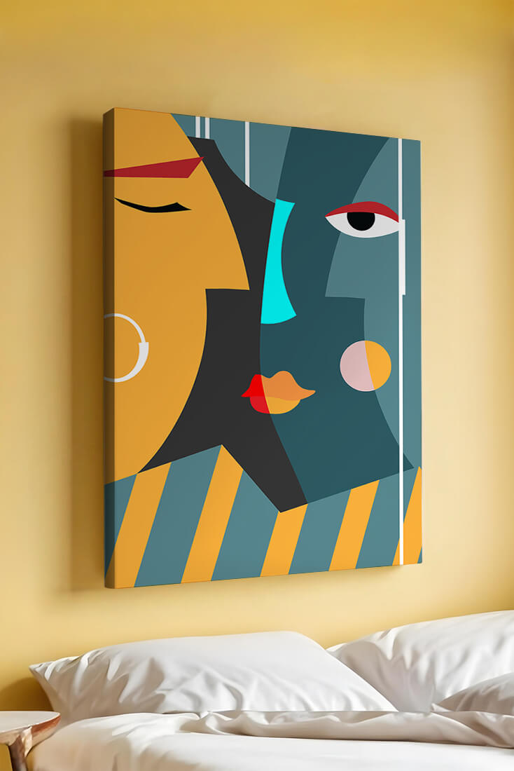 Arte geométrico abstracto con colores y formas audaces