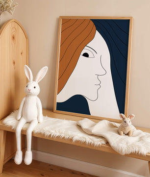 Abstract Portrait with Stylized Hair and Minimalist Design - Mi tienda