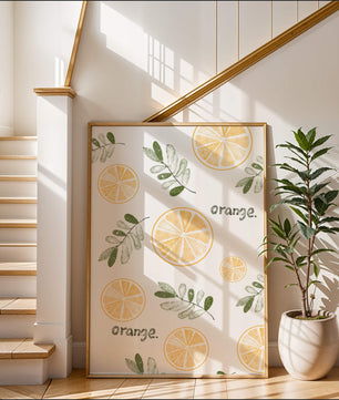 Motif avec des tranches d’orange et des feuilles vertes