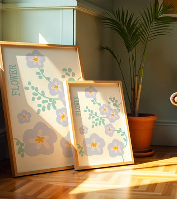 Floral design with pastel flowers and abstract leaves