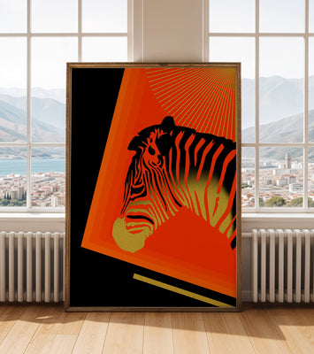 Abstract Zebra with Vibrant Colors and Golden Elements
