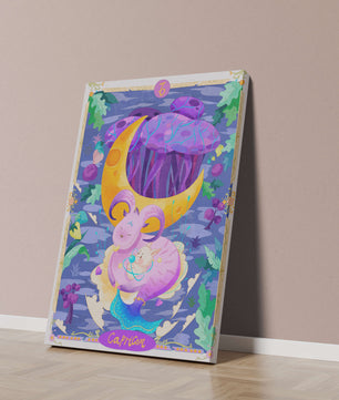 Colorful Capricorn zodiac illustration with fantasy elements