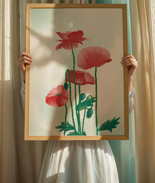 Red Poppies in Minimalist Natural Setting