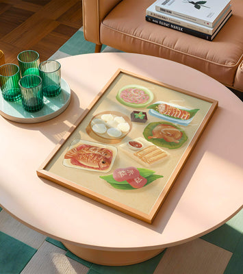Colorful Representation of Asian Cuisine with Various Dishes
