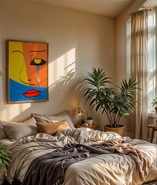 Colorido arte de rostro abstracto con lágrima en estilo moderno