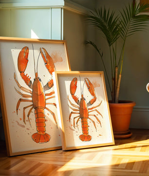 Illustrated Lobster Artwork With Splash of Colors - Mi tienda