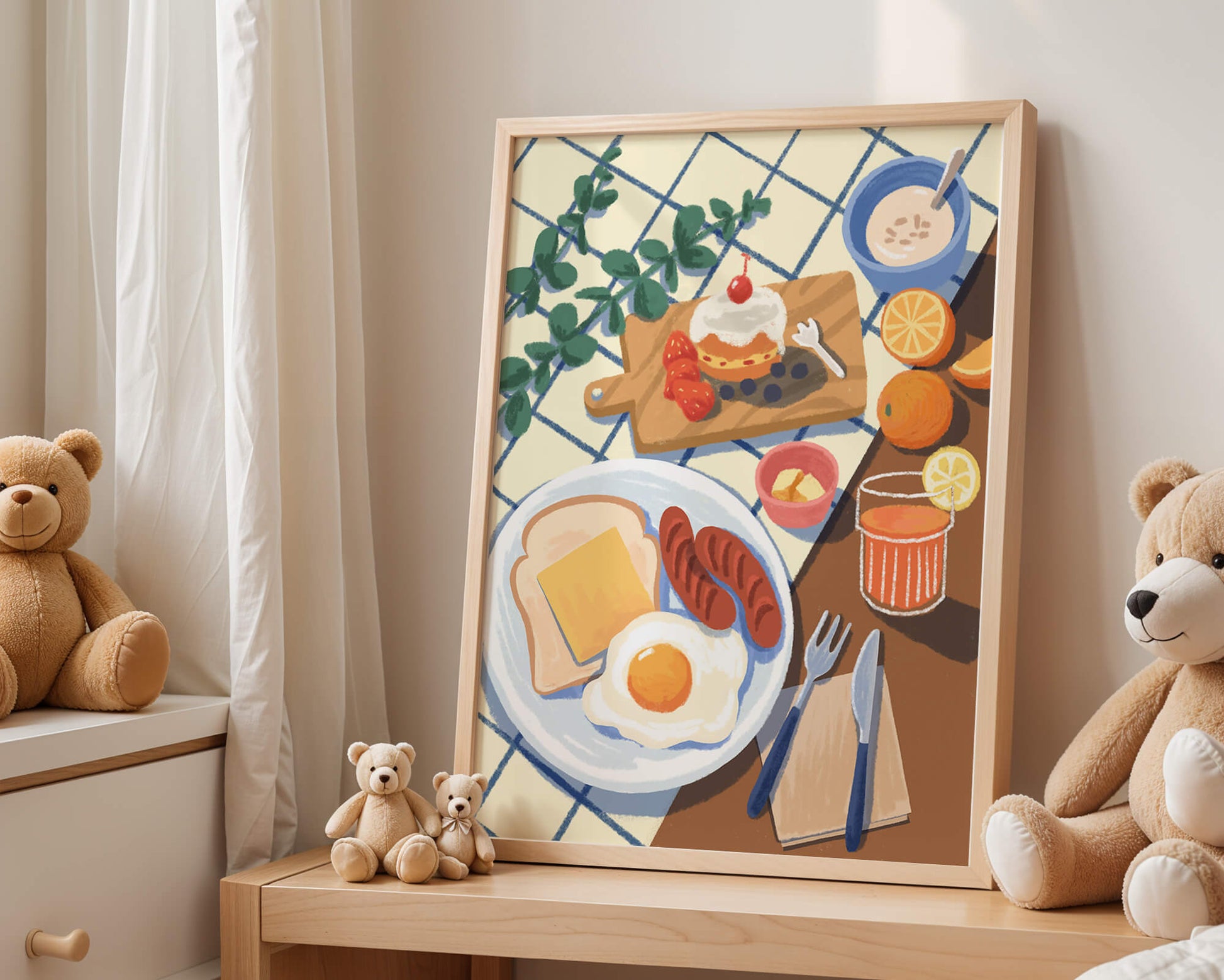 Desayuno encantador con jugo de naranja fresco y pasteles