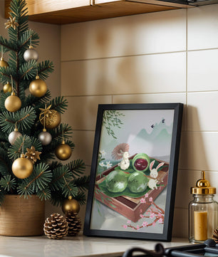 Charming Hasen mit Mochi und Berglandschaft