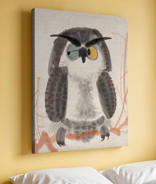 Whimsical Owl Illustration with Colorful Eyes
