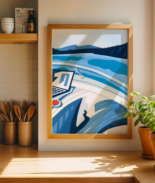Modern Laptop and Scenic Lake View Illustration