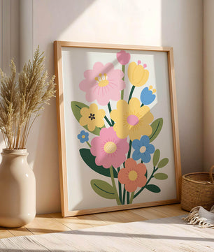 Ramo ilustrado de flores coloridas
