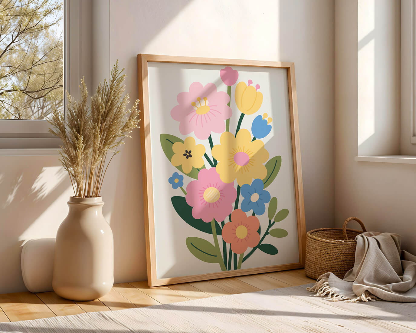 Ramo ilustrado de flores coloridas