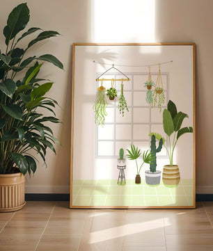 Decoración de interior con plantas colgantes y en macetas