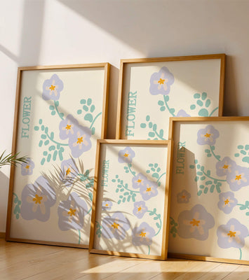 Floral design with pastel flowers and abstract leaves