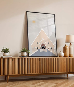 Minimalist Church Architecture with Soft Sunrise - Mi tienda