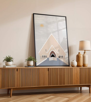 Minimalist Church Architecture with Soft Sunrise
