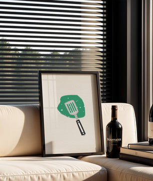Spatula Artwork with Green Abstract Background - Mi tienda