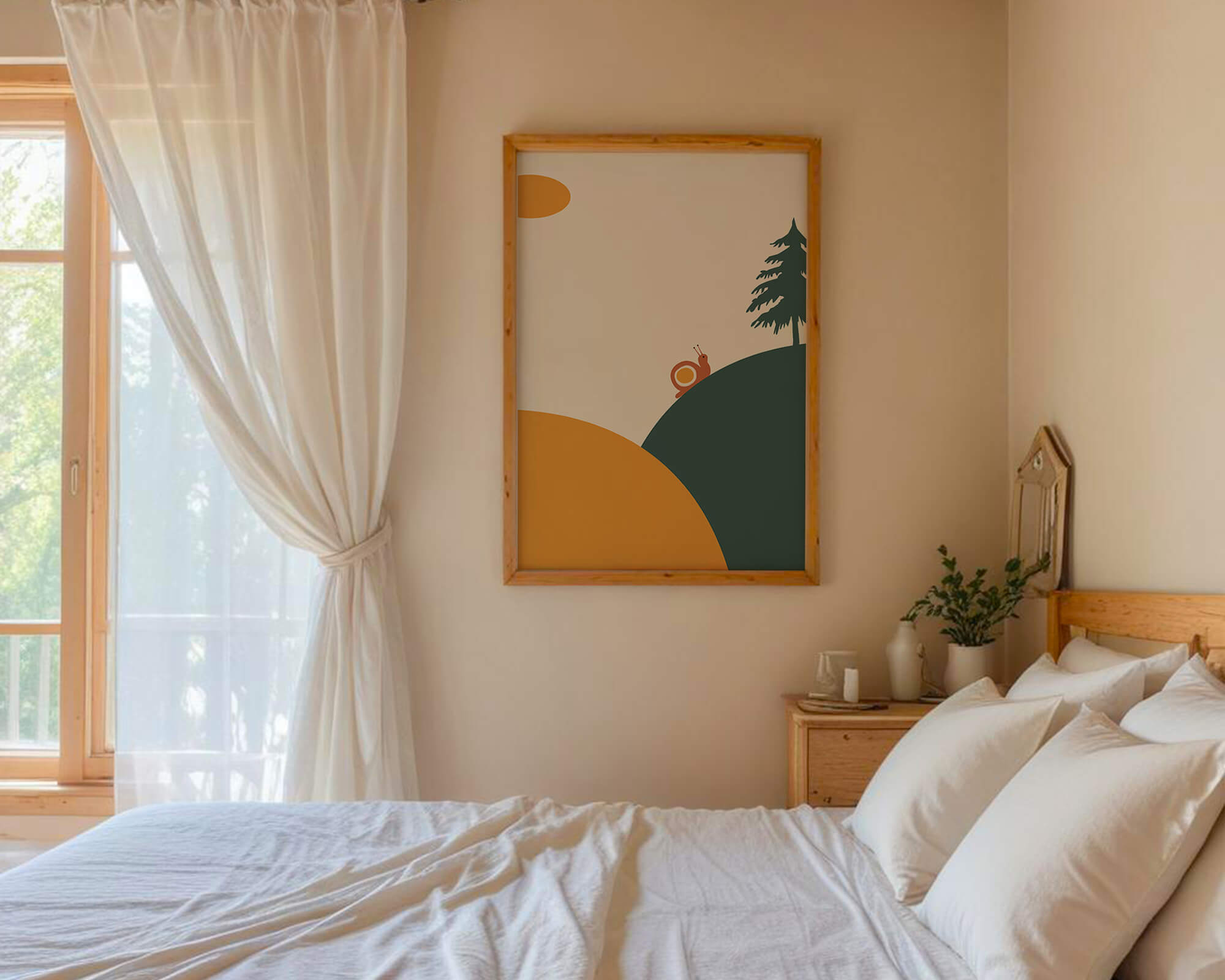 A Snail Climbing a Hill in Minimalist Nature Art - Mi tienda