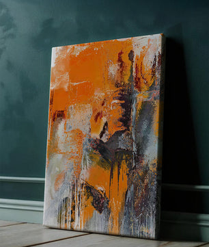 Arte abstracto texturizado en naranja y gris