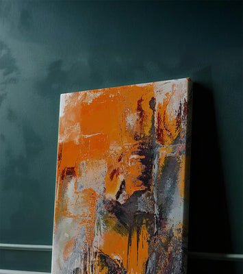 Abstract Orange and Grey Textured Art