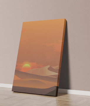 Sunset in Desert with Rolling Sand Dunes and Vibrant Orange Sky - Mi tienda