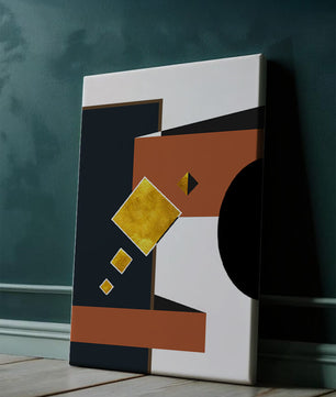 Abstract geometric art with gold accents and bold colors - Mi tienda