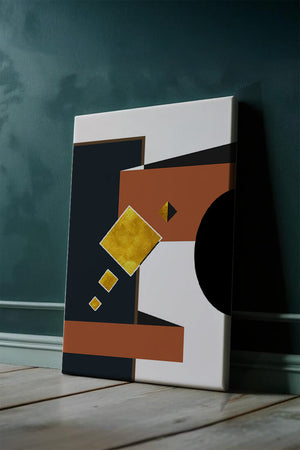 Abstract geometric art with gold accents and bold colors - Mi tienda
