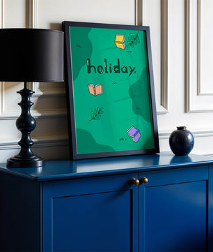 Diseño temático de vacaciones colorido con libros y hojas