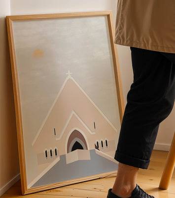 Minimalist Church Architecture with Soft Sunrise