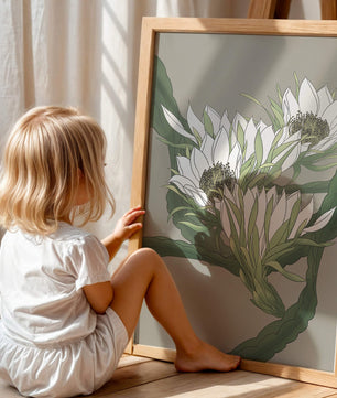 Beautiful botanical illustration of white blooming flowers with green leaves