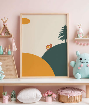 A Snail Climbing a Hill in Minimalist Nature Art - Mi tienda