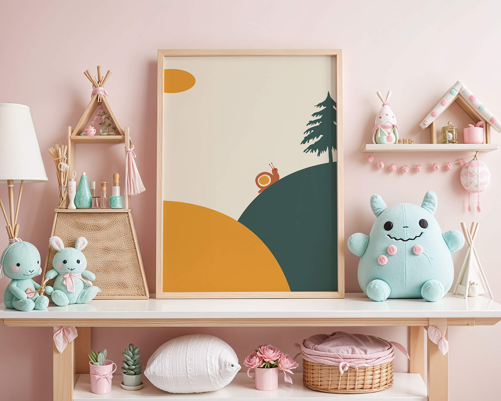 A Snail Climbing a Hill in Minimalist Nature Art - Mi tienda